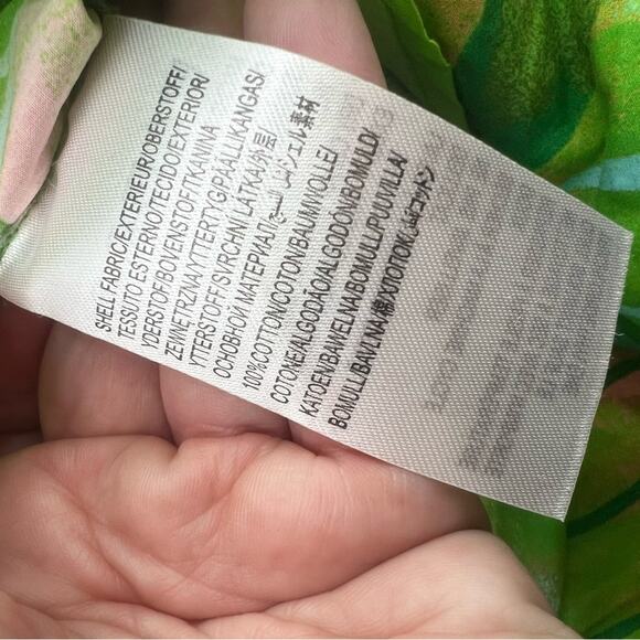 Anthropologie Farm Rio Green palm Leaf Print Dress puff sleeve sz 3x - Picture 9 of 11